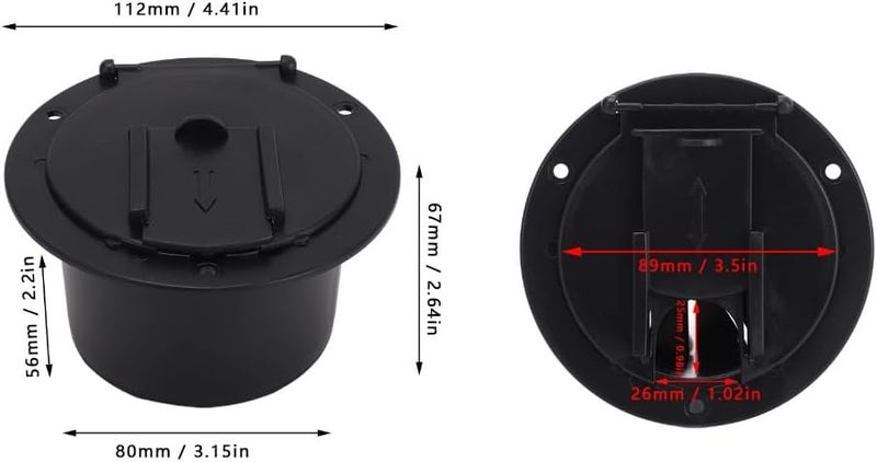 Chiffonade 2Pcs RV Round Electric Cable Hatches for 50 Amp Cords Durable Power Cord Covers with Screws, Black - Image 2